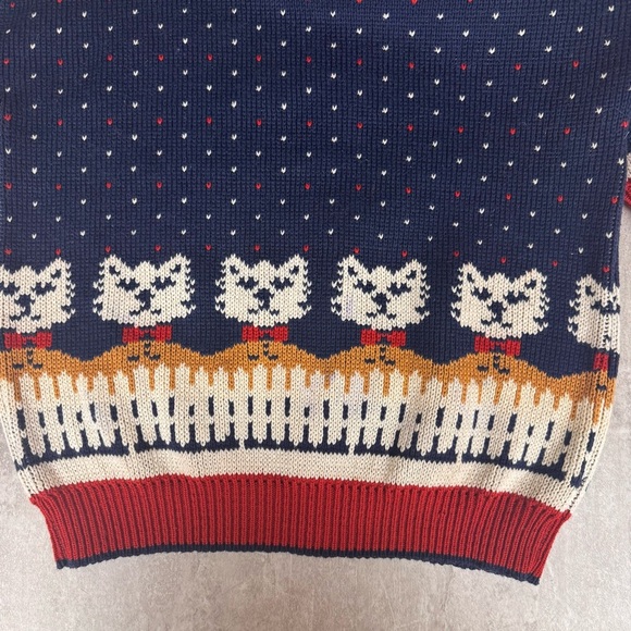 VTG Crazy Cat Lady Bear Ugly Holiday Sweater Cottage Core Festive - Picture 6 of 13